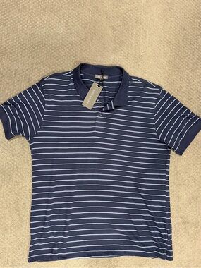 Slate & Stone Navy and White Striped Polo Shirt
